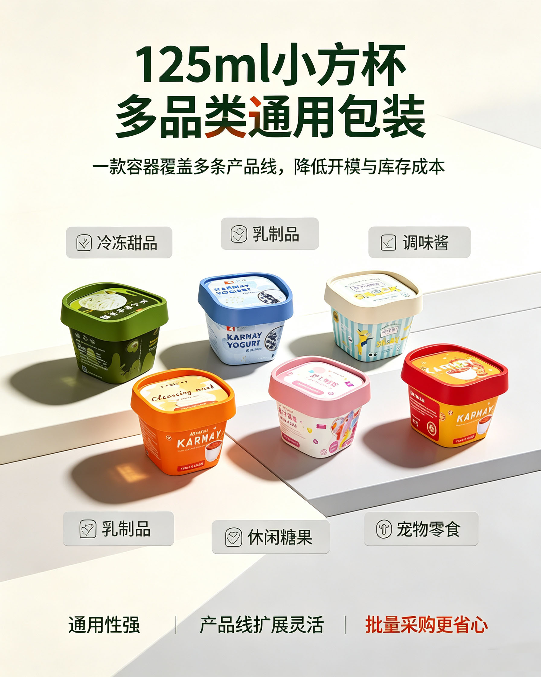125ml 模内贴酸奶杯,兼容酸奶、冷冻甜品、酱料、宠物零食多产品线使用