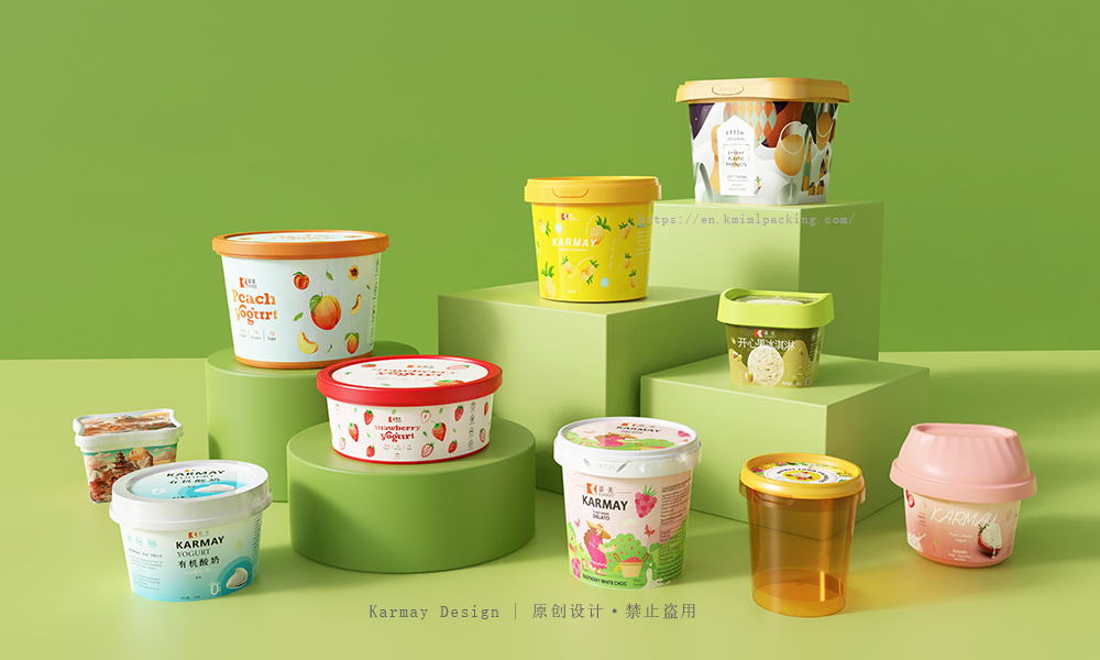 High-quality recyclable IML containers from Karmay Plastic Products (Zhuhai) Co., Ltd. Made of food-grade PP/PE materials, with deep-freeze durability, impact-resistant and crack-proof, ideal for frozen food packaging and global supply chain transportation.