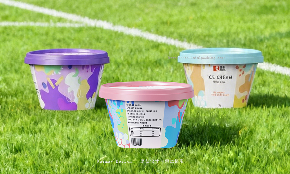 Custom IML in-mold labeling plastic cups, World Cup design yogurt cups and ice cream cups, high appearance food packaging solution.