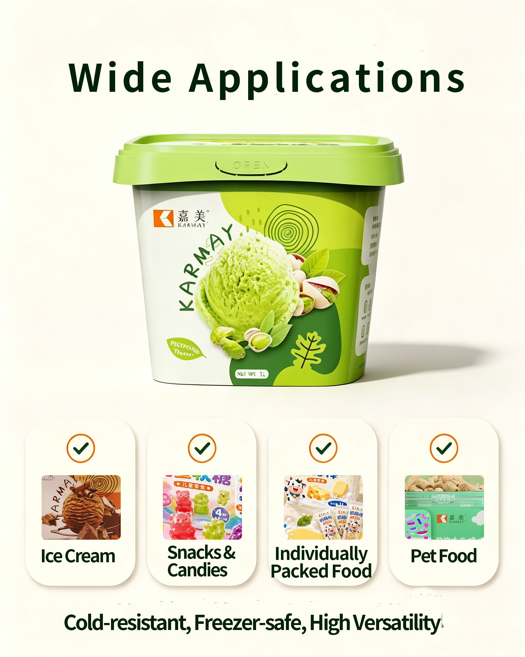 Application scenarios for 1L square IML tub: ice‑cream, gelato and frozen desserts