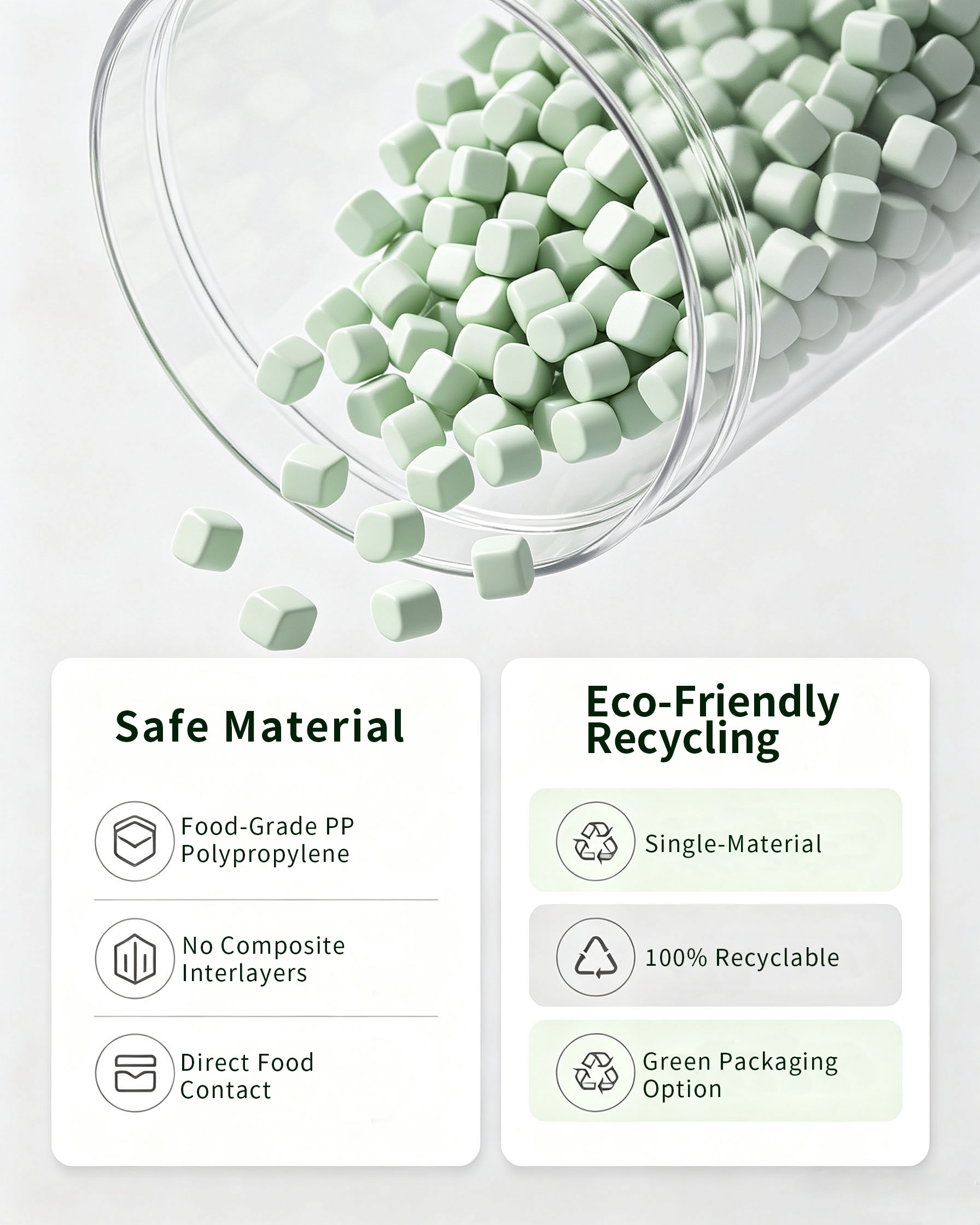 Food‑grade freezer‑resistant PP polypropylene material for recyclable ice‑cream plastic tub